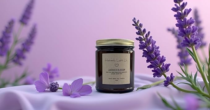 Heavenly Light LLC 100% Non-Toxic 9 oz Scented Soy Wax Candles (Lavender Blossom)