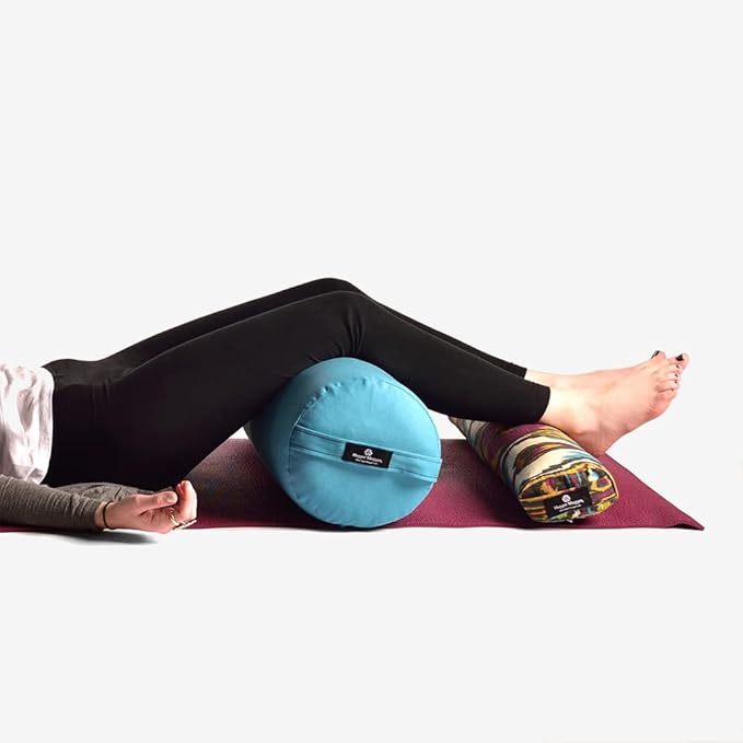 Hugger Mugger Round Yoga Bolster - Firm Round Shape, Higher Profile, Great Under Knees, Soft Support, Handmade in The USA