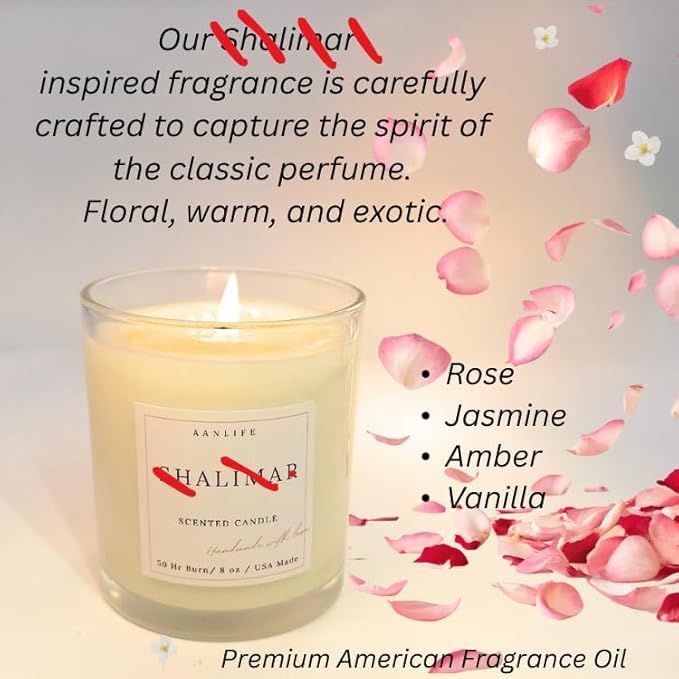 Luxury Scented Candle Inspired by Iconic French Perfume, 50 Hr Burn, Signature Edition,10 oz, Gift for Women, Premium American Organic Wax, USA