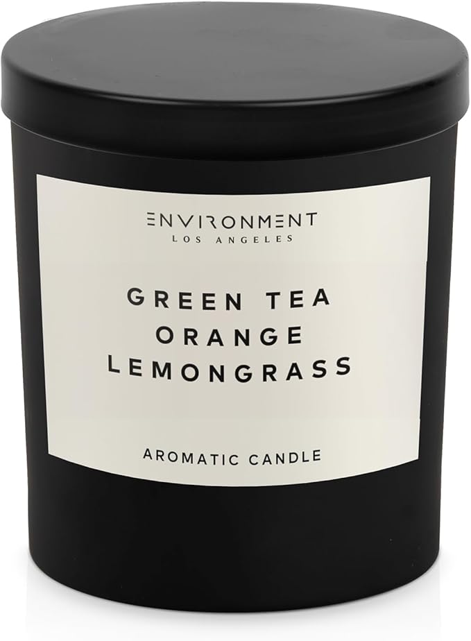 ENVIRONMENT Inspired by 5-Star Resort DBCH Candle, 8oz Luxury Coconut Apricot Wax Candles for Home (Green Tea | Orange | Lemongrass) Home Fragrance Products, 1 Wick Candle, Vegan & Cruelty-Free