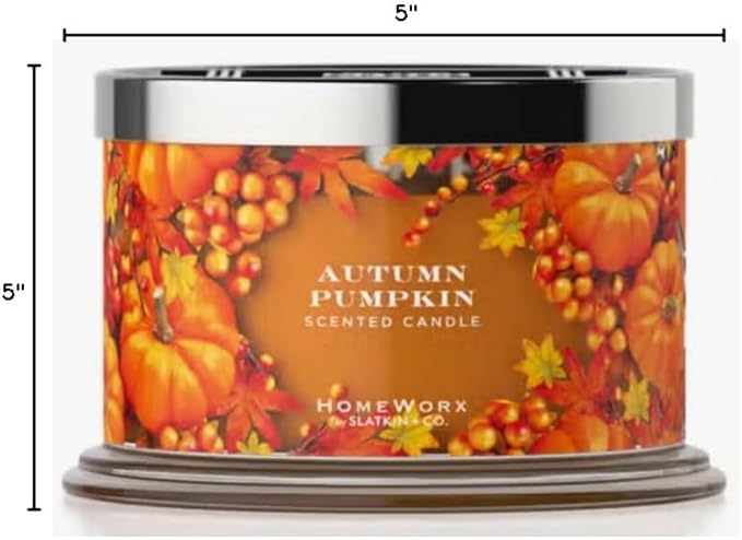 HomeWorx by SLATKIN + CO. Candle- Autumn Pumpkin, 18 oz. Premium Scented Candle - 30-55 Hours Burn Time