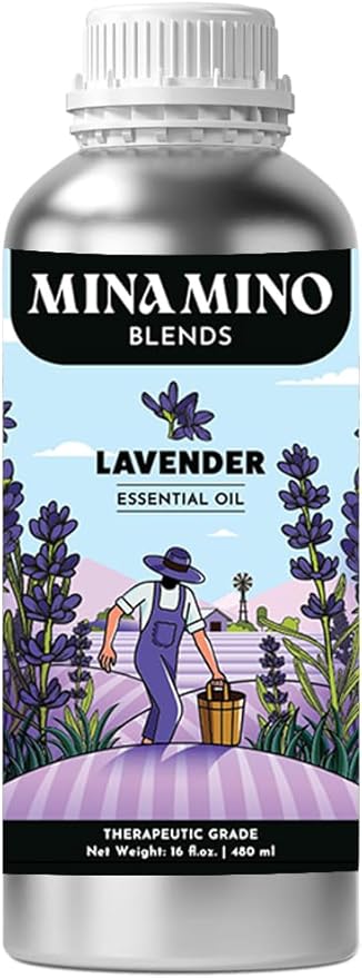 16 fl oz - Lavender Essential Oil (100% Pure & Natural) Large Aluminum Bottle for Aromatherapy, Diffuser, Candle & Soap Making - Minamino Blends