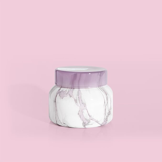 Capri Blue Modern Marble Jar Candles - Luxury Candles for Home Scented - Long Lasting Soy Wax Blend (Aloha Orchid, 8 oz)