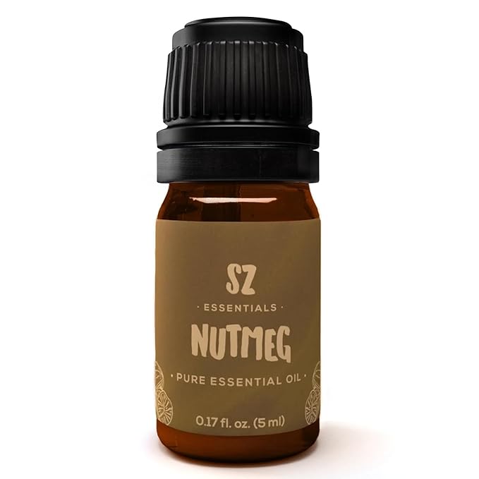 – Nutmeg Essential Oil – 100% Pure & Undiluted– Therapeutic Grade, Steam Distilled, Myristica Fragrans - for Aromatherapy, Skincare, and Massage - 0.17 oz (5 mL)