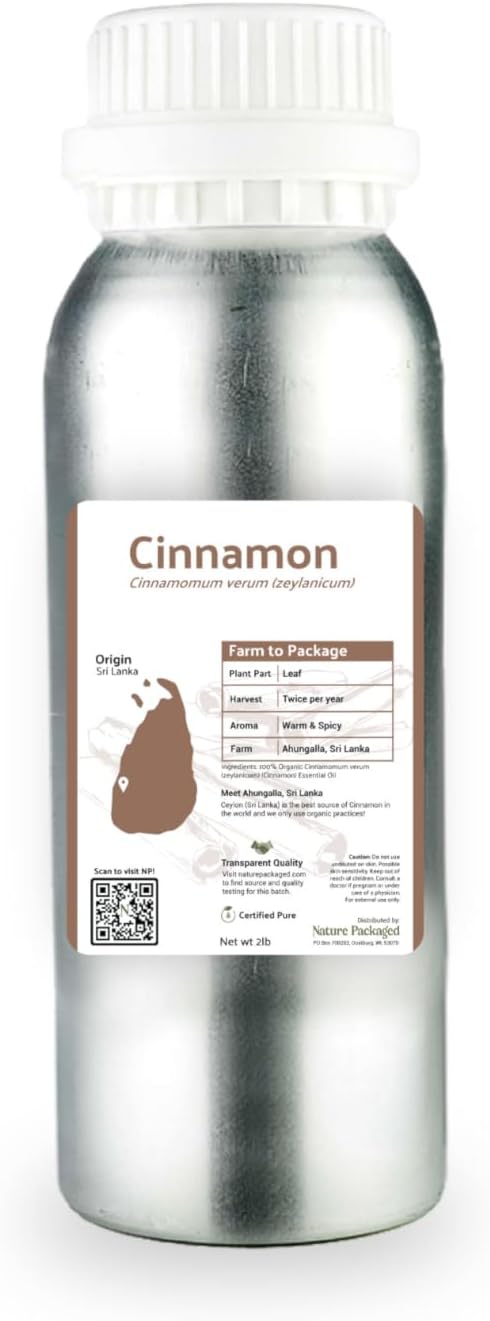 Cinnamon Essential Oil - Direct from Sri Lankan Essential Oils - 100% Pure - Natural Aceite de Canela for Aromatherapy & Wellness - Premium Grade (2lbs)