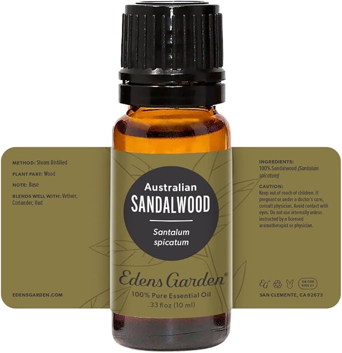 Edens Garden Sandalwood- Australian Essential Oil- 100% Pure Premium Grade, Undiluted, Natural, Therapeutic, Aromatherapy, The Best for Skin, Candle, Hair 10 ml (.33 fl oz)
