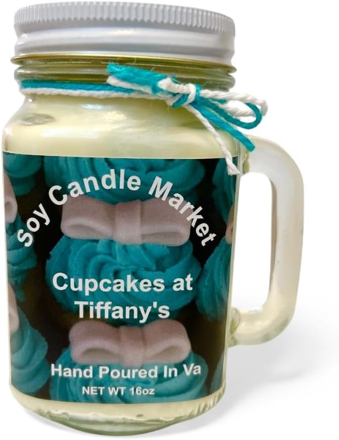 Soy Scented Candles | Handmade & Highly Aromatic Candles Burns Upto 85 Hours in Glass Jar - Perfect for Home Decor, Wedding, Birthday, Dinner (Cupcakes at Tiffanys, 12 oz)