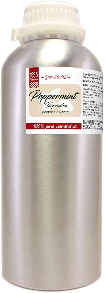 32 fl oz - Peppermint Essential Oil (Terpeneless) 100% Pure - Aluminum Bottle - GreenHealth