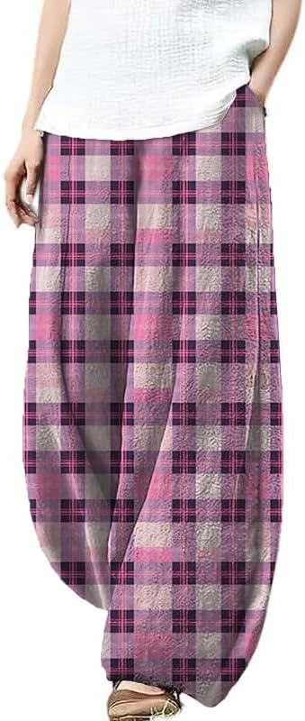 domirica Plus Size Loose Pants for Women Floral Printed Cute Pattern Ethnic Baggy Beach Wide Leg Trouser