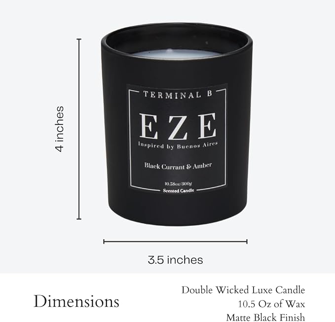 Luxury Candle | EZE - Black Currant & Amber | Inspired by Buenos Aires | Hand-Poured in Los Angeles | 10.58 oz, 60+ Hour Burn Time