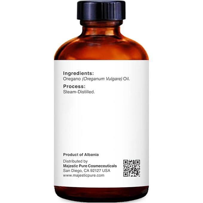 Majestic Pure Essential Oil with Glass Dropper - 100% Pure and Natural - Essential Oils for Diffuser, Aromatherapy, Soap and Candle Making, Oregano Essential Oil, Oregano Oil, 1 Fl Oz