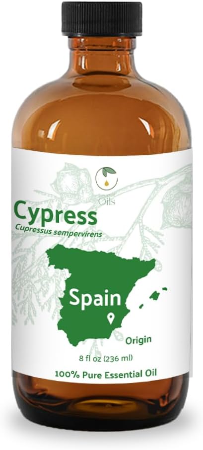 Cypress Essential Oil - Direct from Essential Oils SL in Mediterranean Spain - Aceite de Ciprés for Diffuser, 100% Pure Therapeutic Grade - Aromatheraphy, Skincare (8oz)