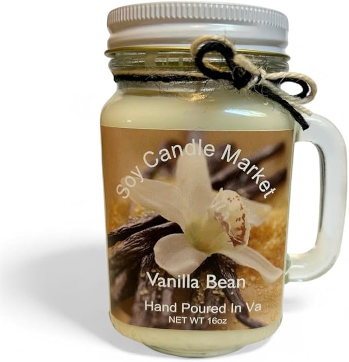 Soy Scented Candles | Handmade & Highly Aromatic Candles Burns Upto 85 Hours in Glass Jar - Perfect for Home Decor, Wedding, Birthday, Dinner (Vanilla Bean, 16 oz)