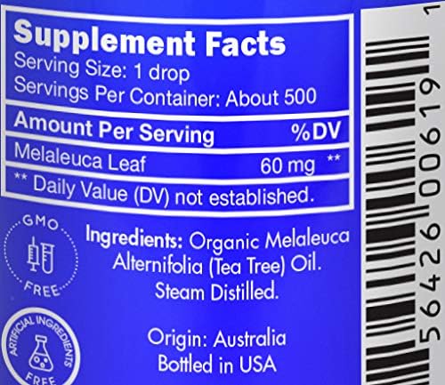 Organic, Tea Tree, Melaleuca, Oil, Food Grade – 100% Pure, Tea Tree Essential Oil, by Zongle Therapeutics, 1 OZ