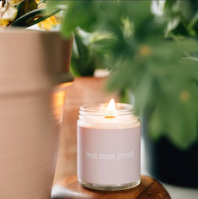 Fontana Candle Co. Celebration Collection, Best Mom Ever – 9oz Scented Candle with Beeswax, Coconut Oil & Essential Oils – Wood Wick, Clean Burn – Non-Toxic Candles for Home & Room Décor