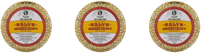 Rawleigh Antiseptic Salve Iconic Yellow Big Tin: 4.5 oz, Multi-Purpose Ointment Soothes Cuts, Bruises, Irritations, with Turpentine, Phenol, Cottonseed Oil & Paraffin, Original Formula - Pack of 3