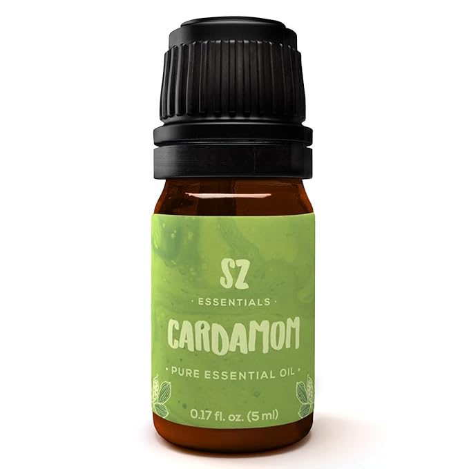 – Cardamom Essential Oil – 100% Pure & Undiluted – Therapeutic Grade, Steam Distilled, Elettaria Cardamomum – Exotic Sweet & Spicy Aroma for Uplifting Aromatherapy – 0.17 oz (5 mL)