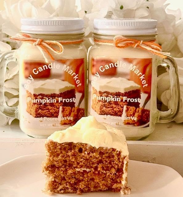 Soy Scented Candles | Handmade & Highly Aromatic Candles Burns Upto 85 Hours in Glass Jar - Perfect for Home Decor, Wedding, Birthday, Dinner (Pumpkin Frost, 16 oz)
