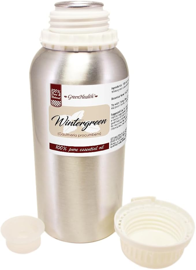 16 fl oz - Wintergreen Essential Oil (100% Pure & Uncut), Aluminum Bottle - GreenHealth