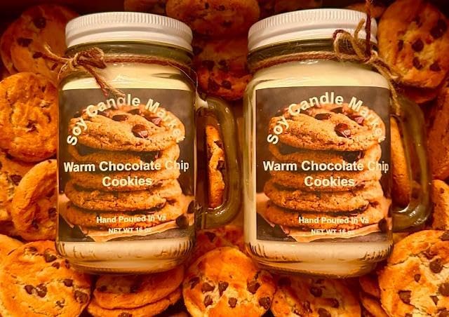 Soy Scented Candles | Handmade & Highly Aromatic Candles Burns Upto 85 Hours in Glass Jar - Perfect for Home Decor, Wedding, Birthday, Dinner (Chocolate Chip Cookies, 16 oz)