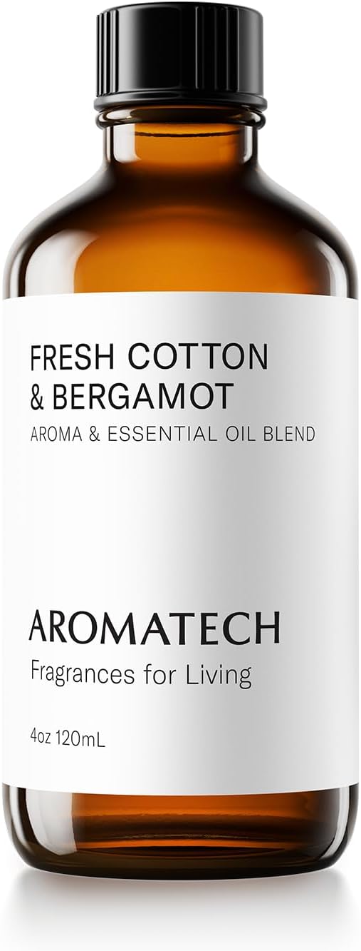 Aromatech Fresh Cotton and Bergamot Essential Oil Blend: Luxury Hotel Inspired Aromatherapy with Bergamot, Fresh Cotton & Sandalwood for Ultrasonic Diffusers & Nebulizers - 4 fl oz, 120 mL
