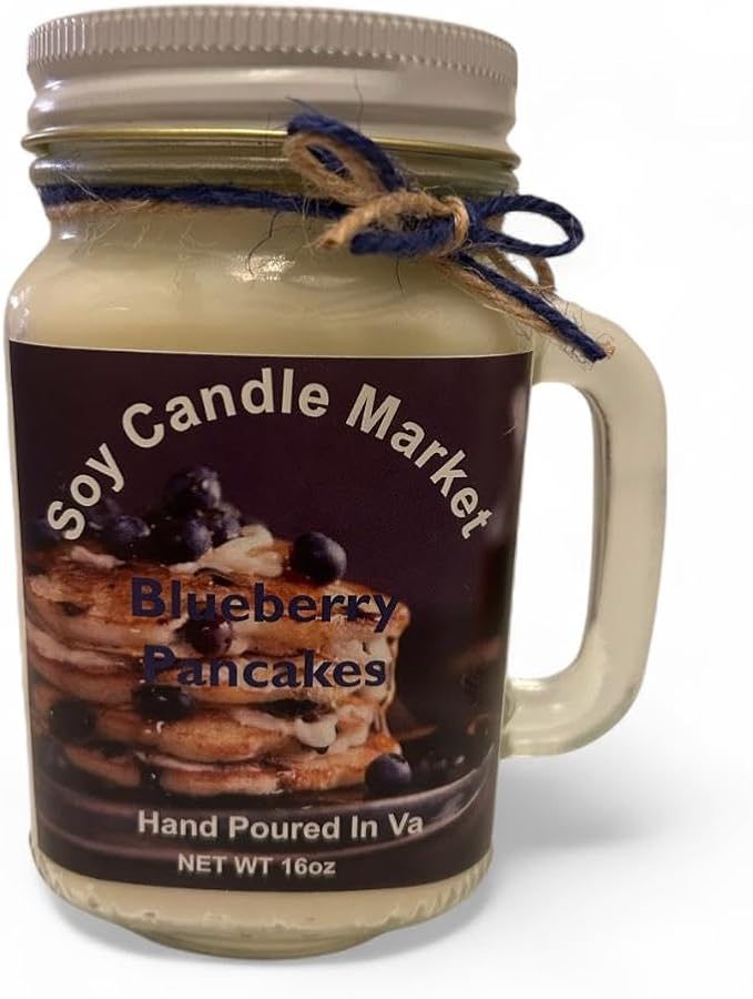 Soy Scented Candles | Handmade & Highly Aromatic Candles Burns Upto 85 Hours in Glass Jar - Perfect for Home Decor, Wedding, Birthday, Dinner (Blueberry Pancake, 16 oz)
