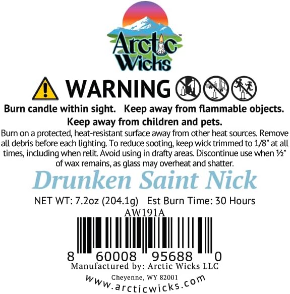 Arctic Wicks Scented Coconut Beeswax Candles | Coconut Beeswax Non Toxic Candle 9oz Amber | Farmhouse Candles Non-Toxic Clean Burn 100% USDA Certified Biobased (Drunken Saint Nick)
