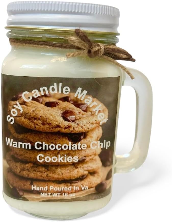 Soy Scented Candles | Handmade & Highly Aromatic Candles Burns Upto 85 Hours in Glass Jar - Perfect for Home Decor, Wedding, Birthday, Dinner (Chocolate Chip Cookies, 16 oz)