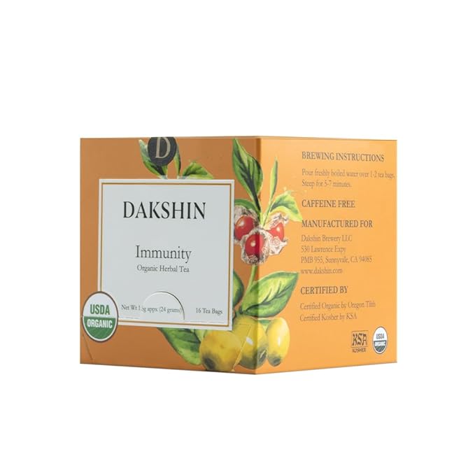 Dakshin Organic Immunity Herbal Tea | Immune Boosting | 1 box of 16 teabags