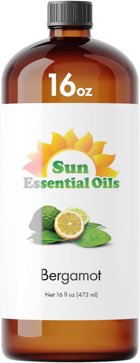 Sun Essential Oils Bergamot Essential Oil 16 oz Bulk for Skin, Hair, Aromatherapy, Soap & Diffuser
