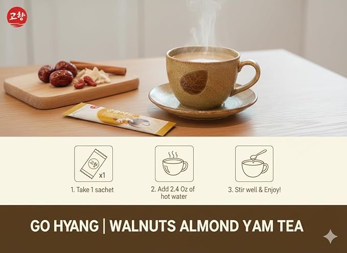 Korean Walnut Almond Grain Latte Mix 호두아몬드마차 Traditional Nut & Grain Drink Powder | Smooth & Creamy Hot Beverage | 15 Instant Stick Packs (225g) | DAHLORE