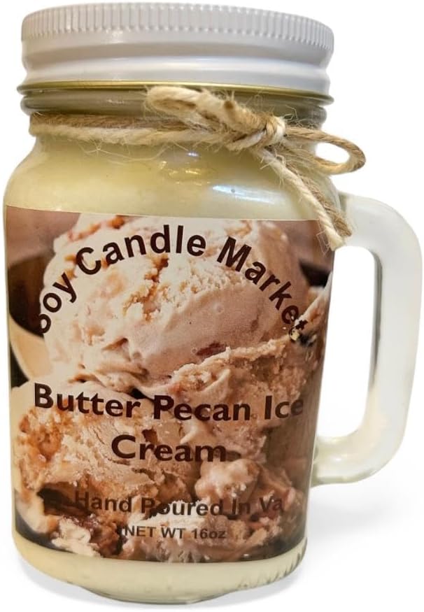 Soy Scented Candles | Handmade & Highly Aromatic Candles Burns Upto 85 Hours in Glass Jar - Perfect for Home Decor, Wedding, Birthday, Dinner (Butter Pecan Icecream, 16 oz)