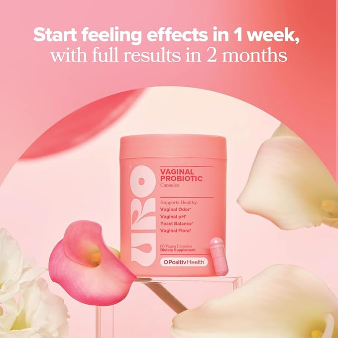 O Positiv URO Vaginal Probiotics for Women pH Balance with Prebiotics & Lactobacillus Probiotic Blend - Vaginal Health Supplement - Promote Healthy Vaginal Odor & Vaginal Flora, 60 Count (Pack of 2)