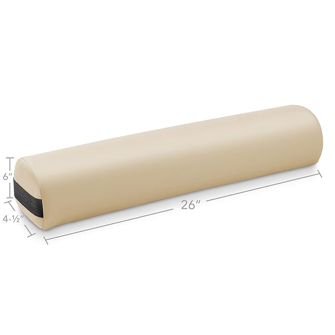 Saloniture 3/4 Round Massage Table Bolster Pillow Pad - 26 x 6 x 4-1/2 Inch - Cream