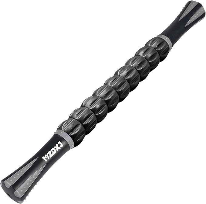 Muscle Roller Massage Roller Stick- Deep Tissue Fascia Blaster for Myofascial Pain Relief, Lymphatic Drainage & Body Sculpting, Handheld Physical Therapy & Recovery Tool (Gray black-18 inch)
