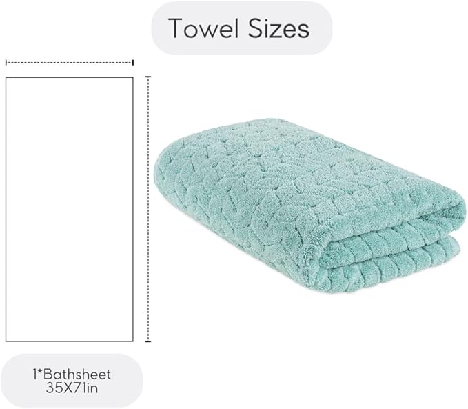 BAGNO MILANO Turkish Bath Towels, Soft Plush Jacquard Luxury Bath Towels, Quick Dry Towel Set (Aqua Green, Bath Sheet)