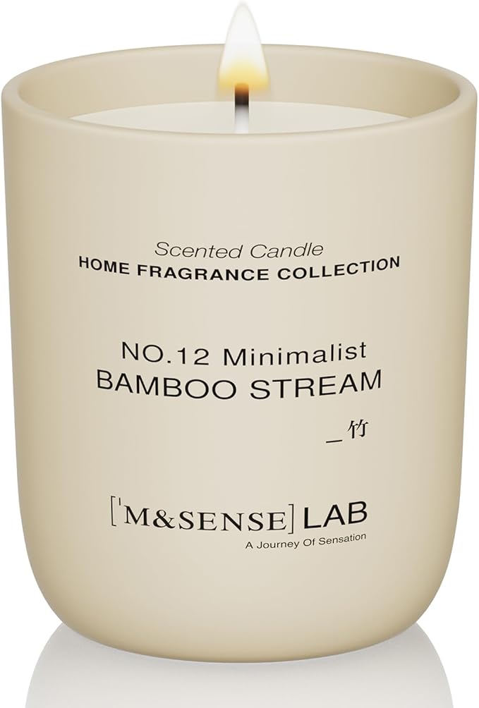 M&SENSE Natural Soy Candle| Bamboo Stream | 5.3 oz | Minimalist Christmas Scented Candle for Relaxation, Gifting, Home Décor | for Bedroom, Office, Party Small