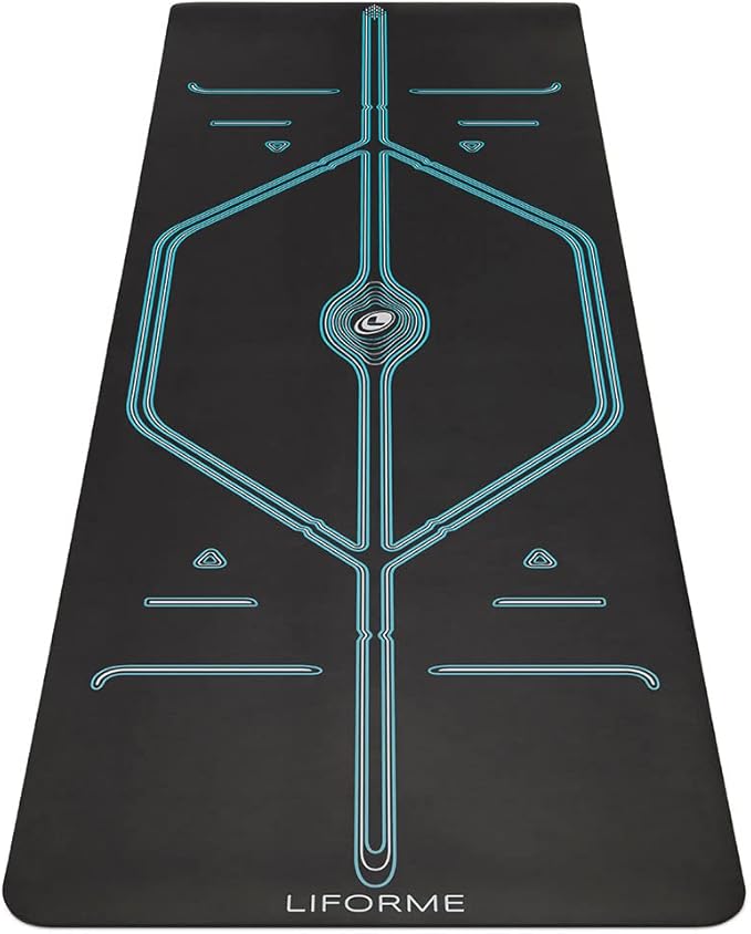 Liforme XL Yoga Mat – Free Yoga Bag Included - Patented Alignment System, Warrior-like Grip, Non-slip, Eco-friendly, sweat-resistant, long, wide, 4.2mm thick mat for comfort
