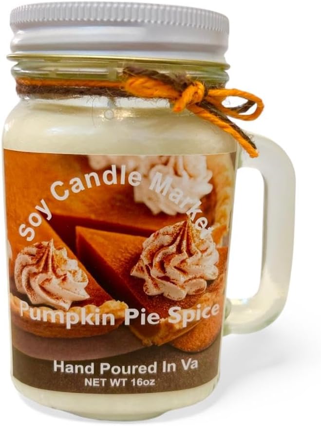 Soy Scented Candles | Handmade & Highly Aromatic Candles Burns Upto 85 Hours in Glass Jar - Perfect for Home Decor, Wedding, Birthday, Dinner (Pumpkin Pie Spice, 16 oz)