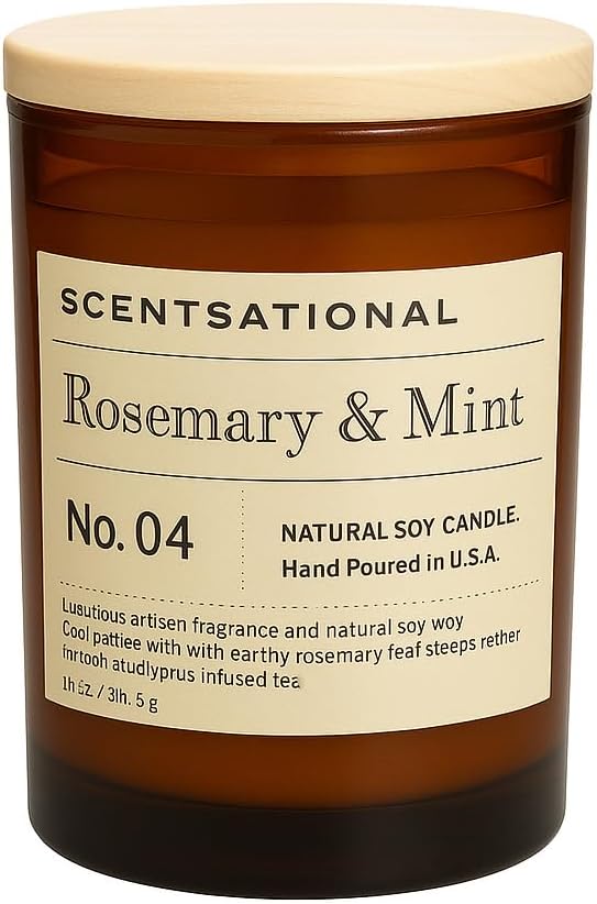 Scentsational Rosemary & Mint Scented | Natural Soy Candle | Hand Poured in The USA