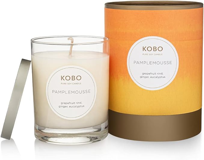 KOBO Pamplemousse Candle (11 oz) | | 100% Pure Soy Candle | All Natural Scented Candle, Hand-Poured in USA | 80 Hour Long Burning Candles | Scented Candles for Home