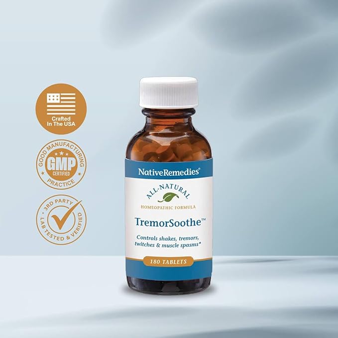 Native Remedies TremorSoothe - Natural Homeopathic Formula to Temporarily Control Shakes, Tremors, Muscle Spasms and Twitches -180 Tablets