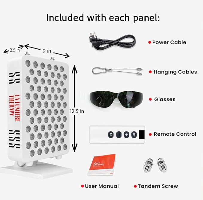 2025 Red Light Therapy Panel for Face + Body - Most Options on The Market! 72 LEDs, Dual Chip, 9 Wavelengths, Touch Screen w/Quick Start for Skin, Pain, Weight Loss, + More!