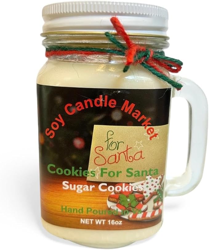 Soy Scented Candles | Handmade & Highly Aromatic Candles Burns Upto 85 Hours in Glass Jar - Perfect for Home Decor, Wedding, Birthday, Dinner (Cookies for Santa (Sugar Cookies), 12 oz)
