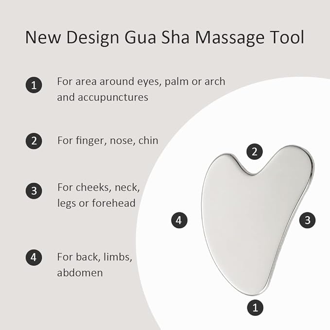 Yeamon Gua Sha Facial Tools and Face Roller Set, Facial Massage Tool for Women’s Skincare Routine,Cooling Stainless Steel Face Sculpting Eyes Roller Guasha for Daily Use or Self-Care Gift for Women