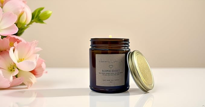 Heavenly Light LLC 100% Non-Toxic 9 oz Scented Soy Wax Candles Blooming Bouquet