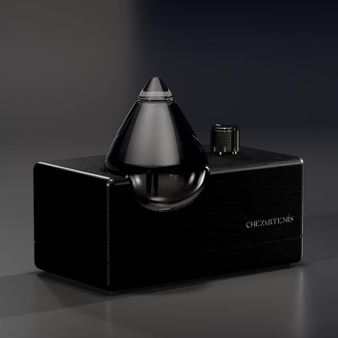 Black Obsidian Waterless Essential Oil Diffuser with Real Wood Base for Aromatherapy, Modern Smoky Glass Oil Diffuser, Cordless Portable Scent Diffuser Machine for Office Men Large Room, 2026 Model