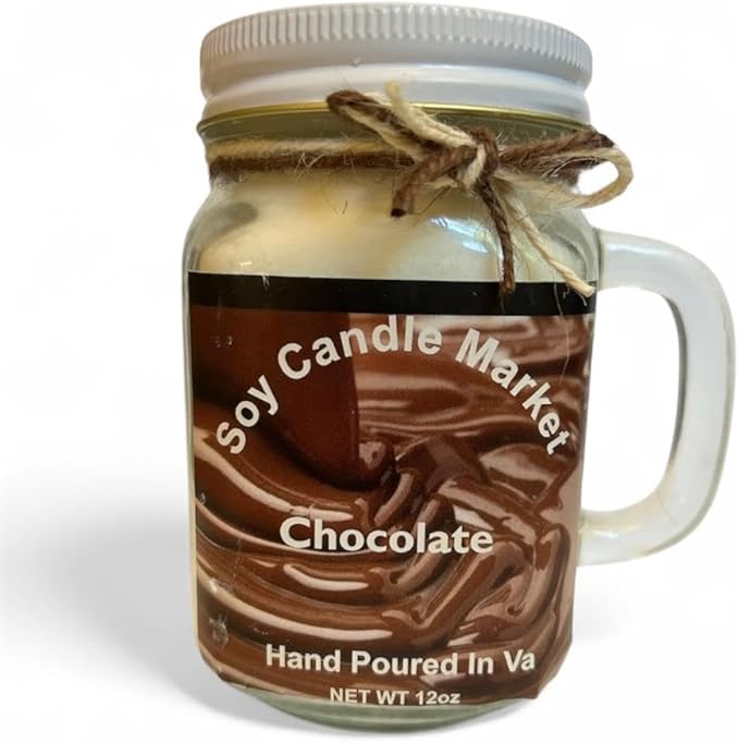 Soy Scented Candles | Handmade & Highly Aromatic Candles Burns Upto 85 Hours in Glass Jar - Perfect for Home Decor, Wedding, Birthday, Dinner (Chocolate, 12 oz)