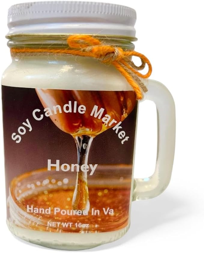 Soy Scented Candles | Handmade & Highly Aromatic Candles Burns Upto 85 Hours in Glass Jar - Perfect for Home Decor, Wedding, Birthday, Dinner (Honey, 12 oz)