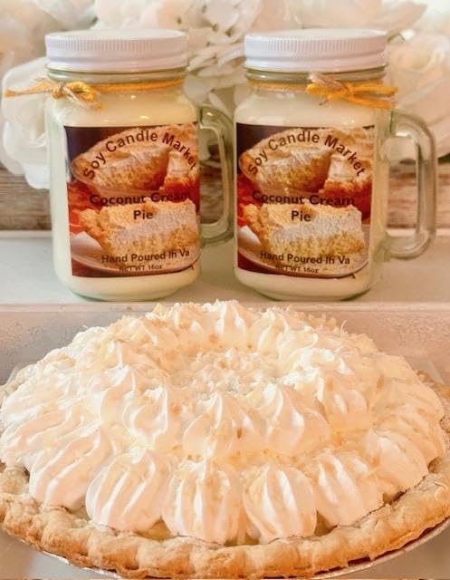 Soy Scented Candles | Handmade & Highly Aromatic Candles Burns Upto 85 Hours in Glass Jar - Perfect for Home Decor, Wedding, Birthday, Dinner (Coconut Cream Pie, 16 oz)